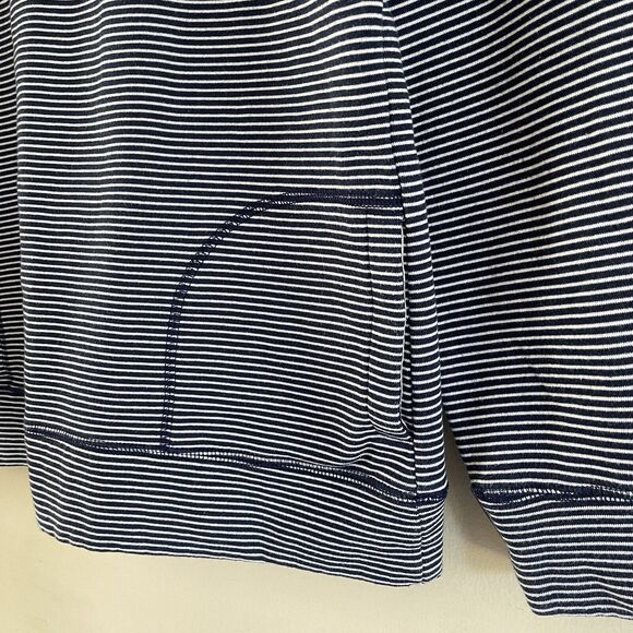 State of Mine Henley Pullover Size L High Neck Sweatshirt Striped Blue White FL - Picture 4 of 11